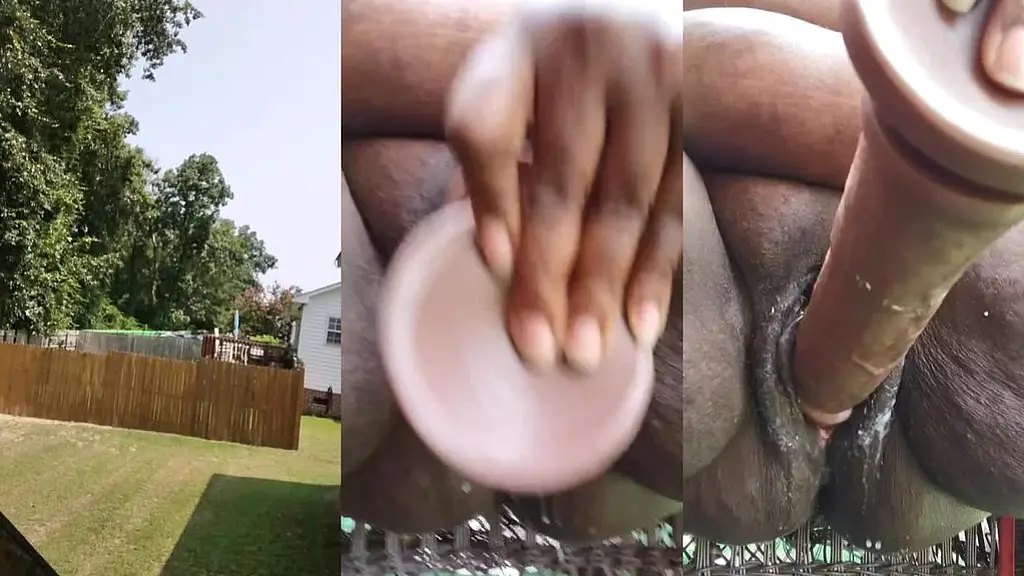 sluttcumm2 - squirting on my back deck...