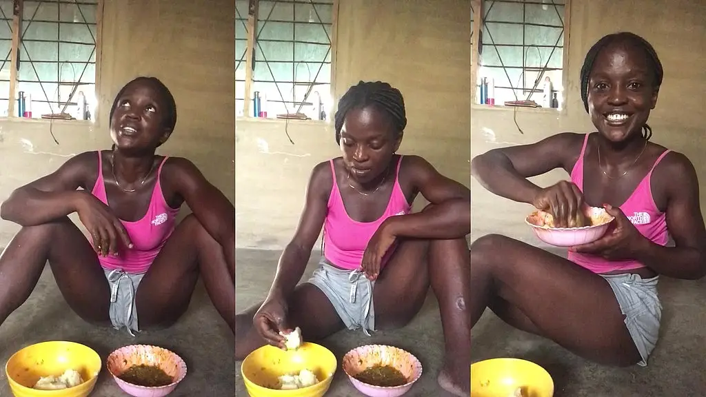 crazybitch enjoying her food whiles giving life lessons part2