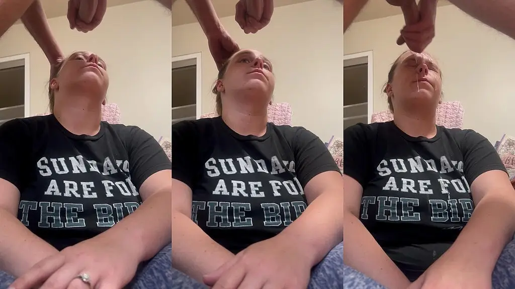 a whole nutsack exploded on her face