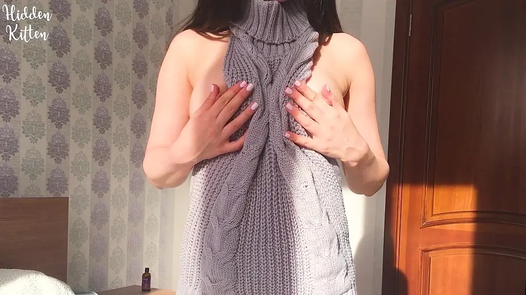 cute girl in a sexy sweater gets creampie