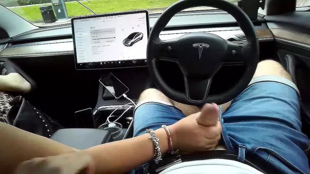 hotwife делает мне минет в Tesla и трахается по-собачьи, домашнее видео
