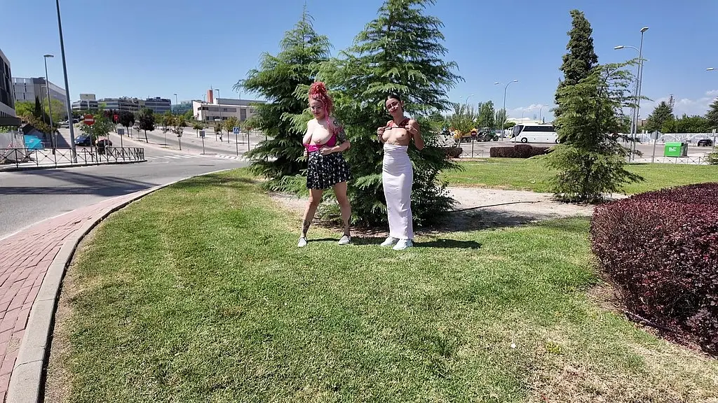 outdoor nudity two bitches tit flashing strangers