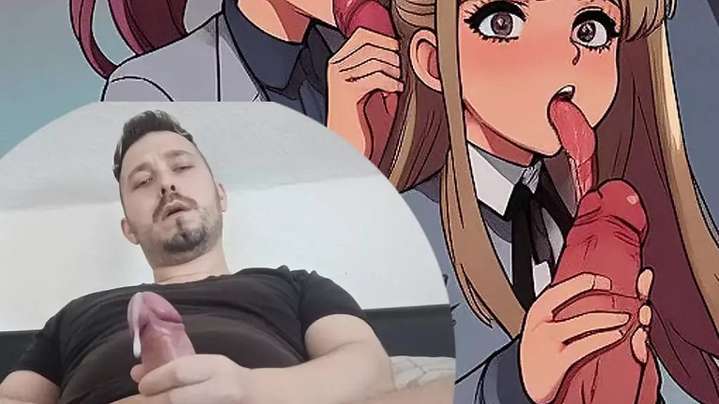 две хентай-девушки играют с членом