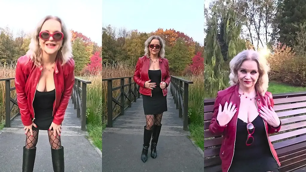 красная кожаная куртка и черные кожаные ботинки