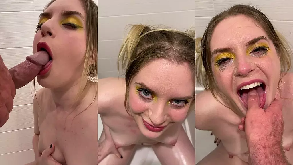 подросток сосет большой член и пьет мочу!