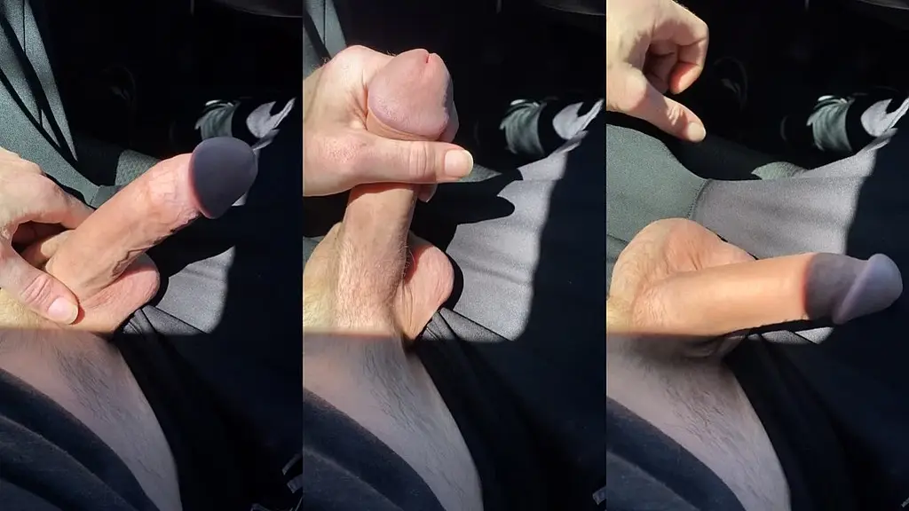 hot students jerks cock in public while driving - huge dick / precum