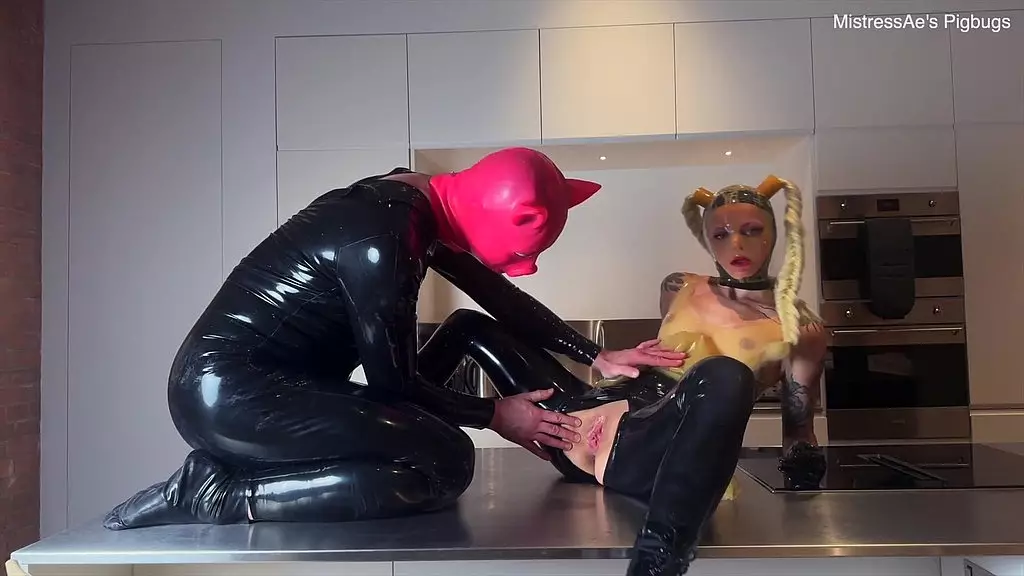 pigbugs - латексная кукла и свинья - кончают на столешницу