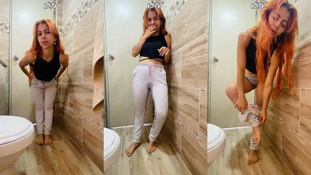 писает на штаны для йоги в ванной