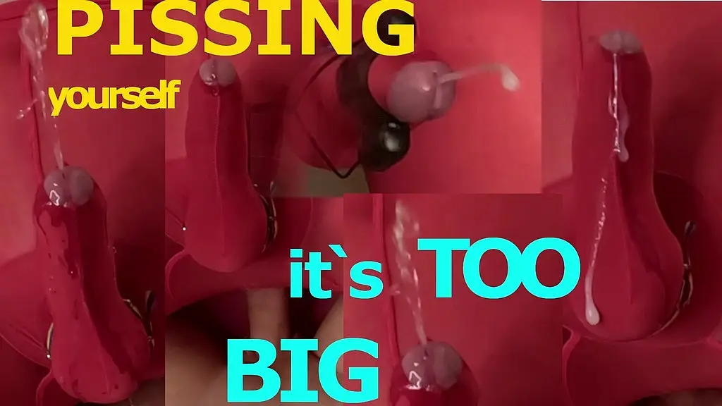 писаешь сам, потому что задница заполнена большим членом + ультра-замедленная съемка выброса спермы через нейлоновый костюм, 2 ракурса