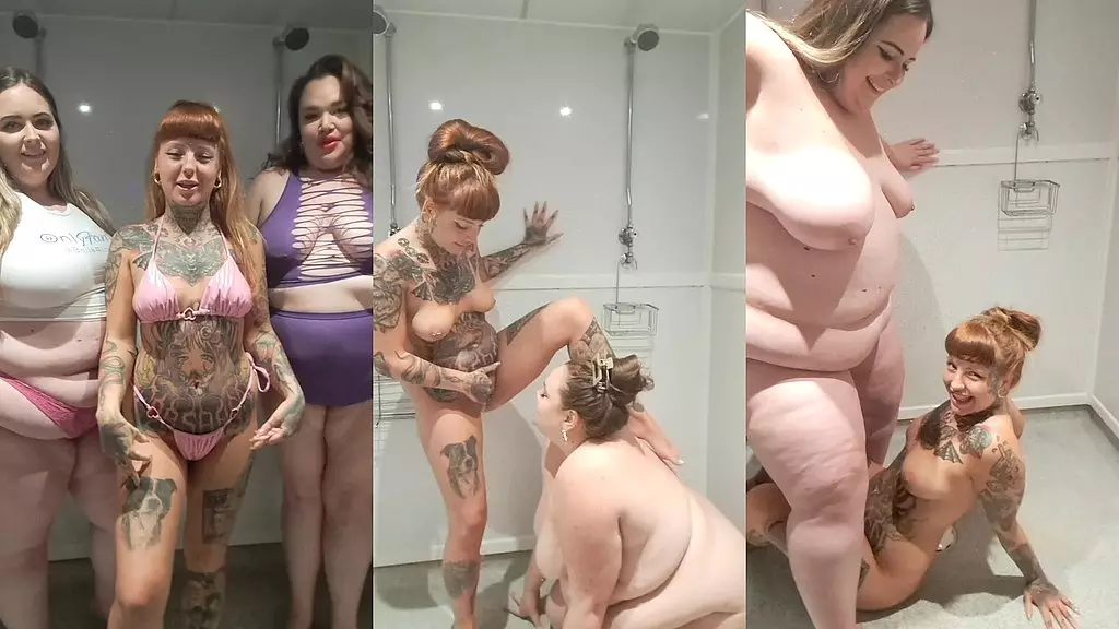 3 горячие красотки писают в душе! пьют мочу друг друга!