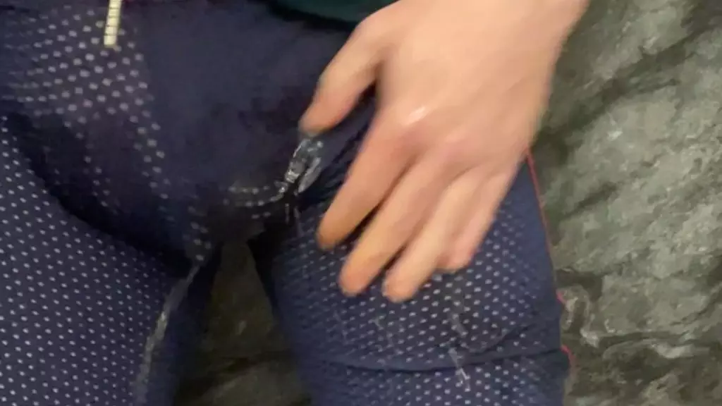 horny guy desperate to pee... wetting his pants