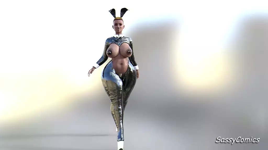 обнаженный влиятельный персонаж mzansi в черном латексном нижнем белье с кроликом — дерзкий комикс