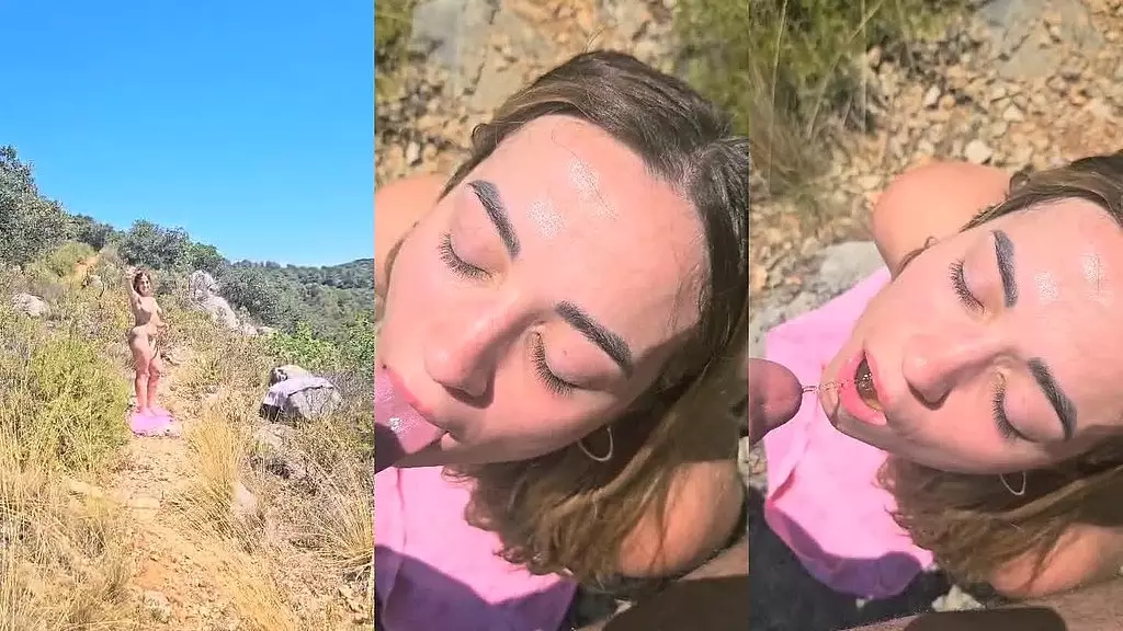 она пьет мою мочу на улице во время похода