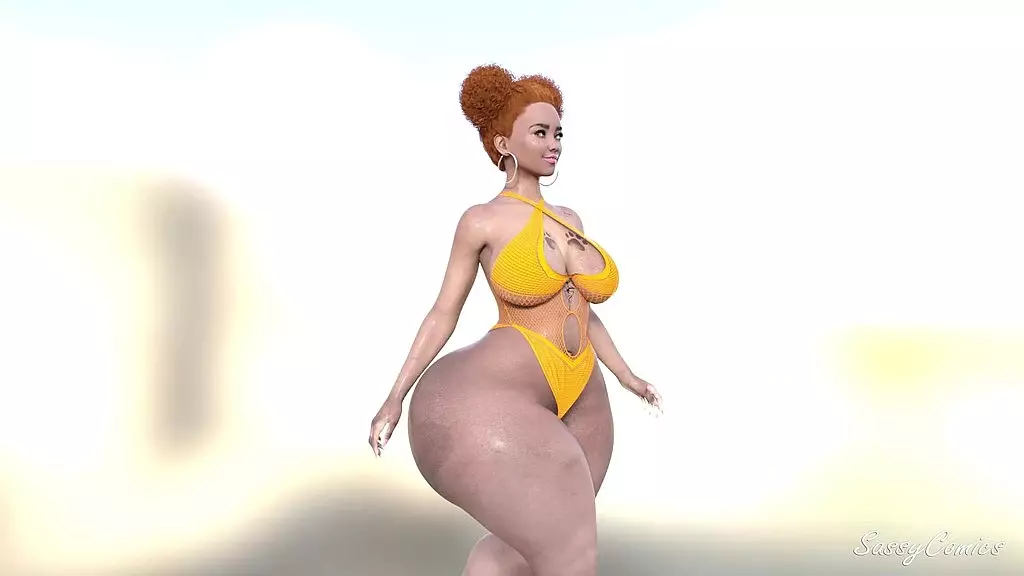 стройная, толстая ямайская крошка показывает свою большую задницу в откровенном купальнике - нахальный комикс