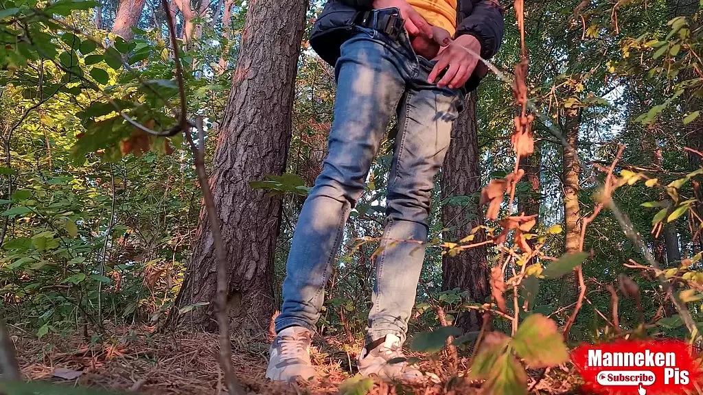 остановился, чтобы пописать в лесу во время прогулки