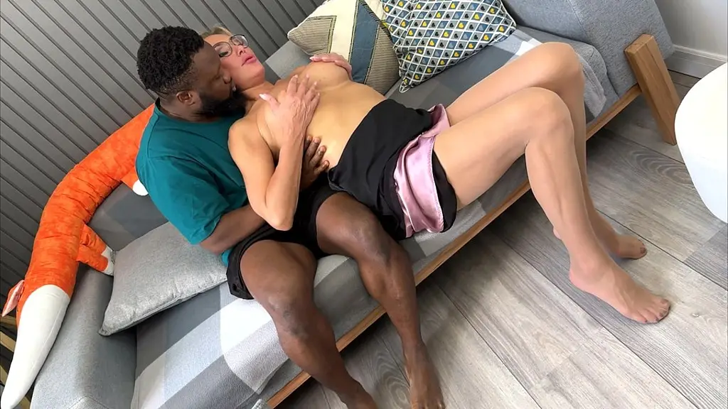 horny milf in tan pantyhose gets her some black cock and a pussy creampie