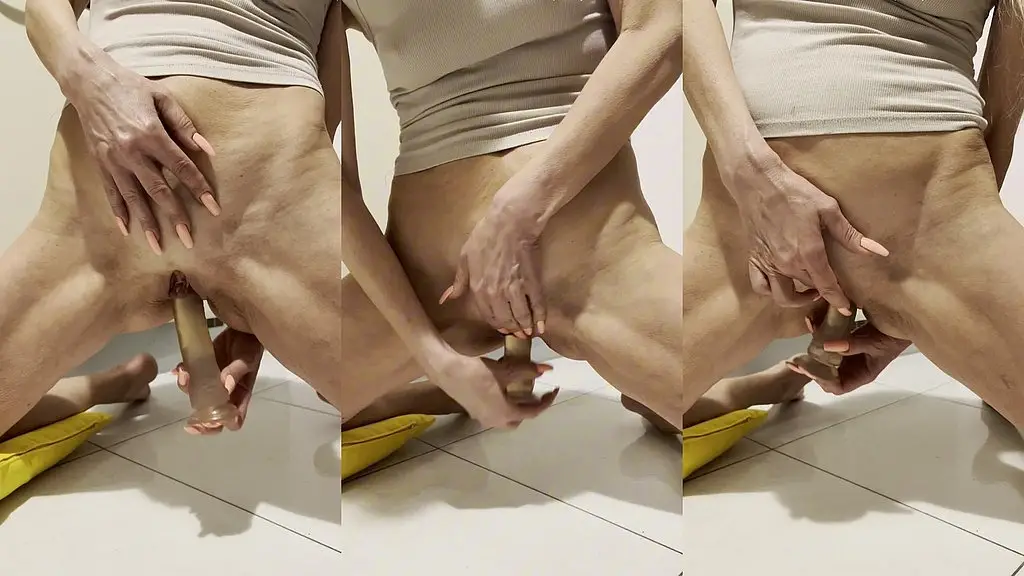 riding dildo deep inside