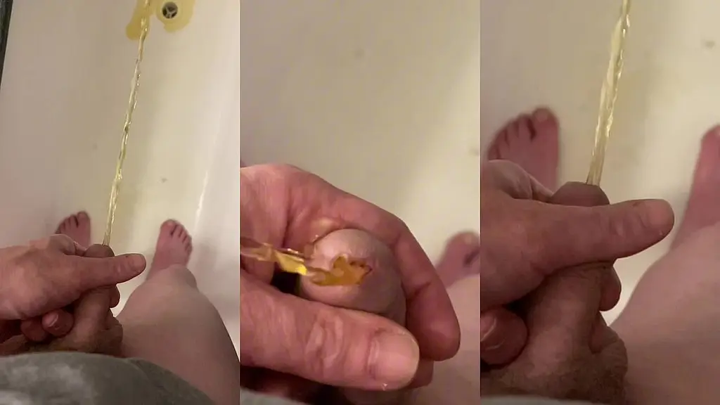 amateur guy pissing slow motion pov