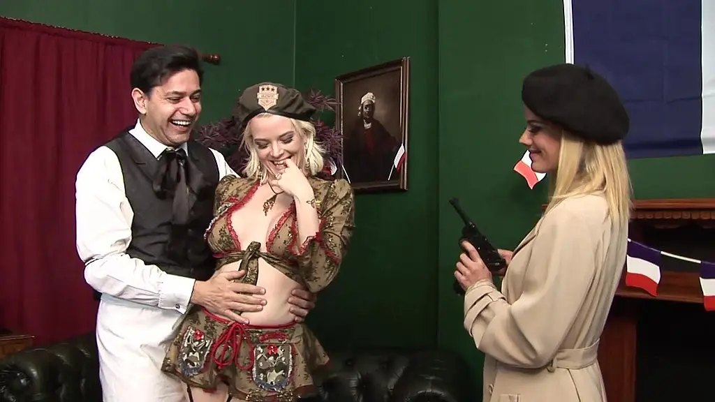 these blonde french beauties leave their lingerie on as they get fucked