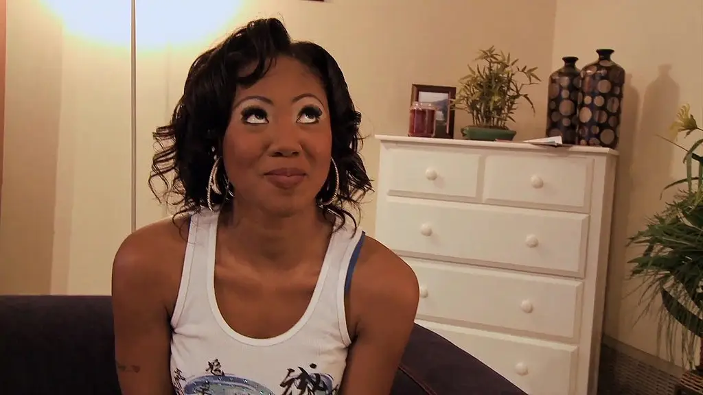 evanni solei looks at her stunt cock as he slams her pussy full of meat