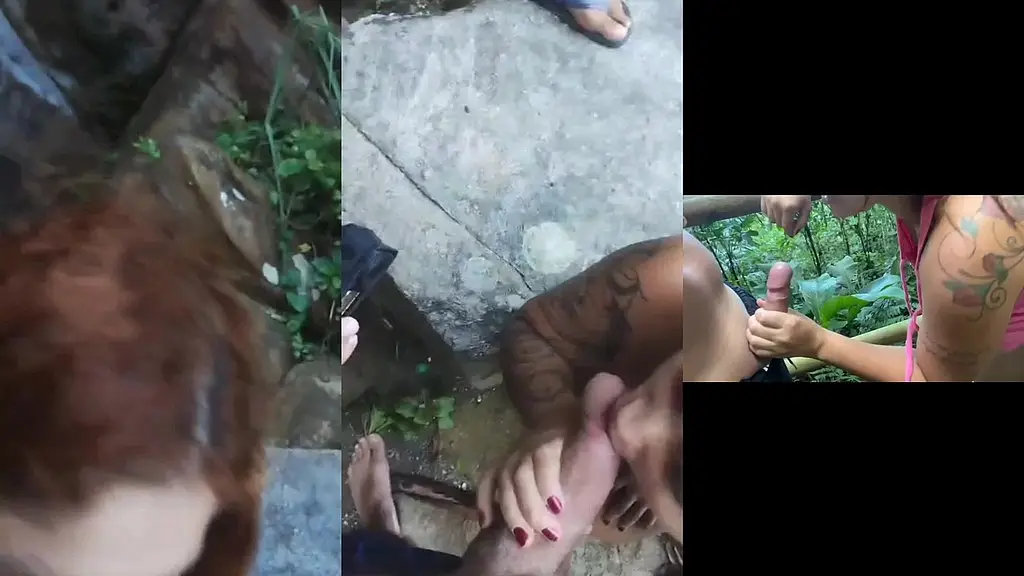 ruiva casada sai pra uma trilha na mata sozinha no caminho encontra uns caras e eles fazem a festa com a ruiva todos goza nela