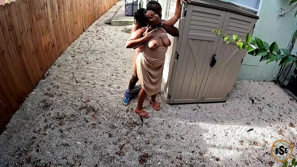 black couple got caught fucking outside on camera