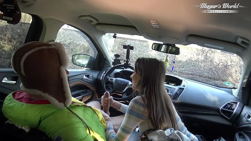 behind the scenes of lili charmelle - a car stop for fuck and creampie