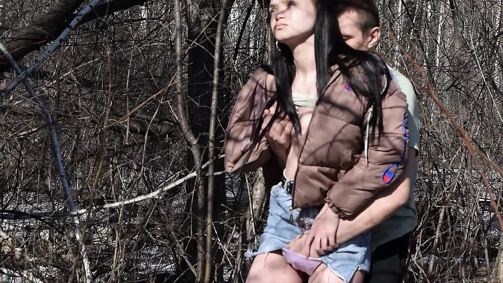 caught and roughly fucked a young slut in the forest