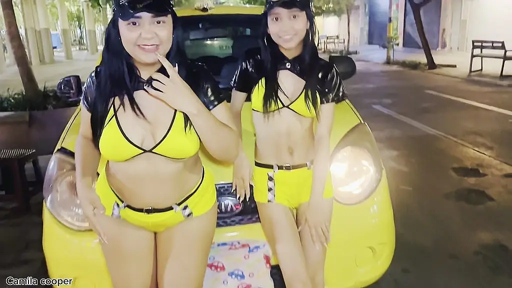 2 totally hot young taxi drivers with hard toys
