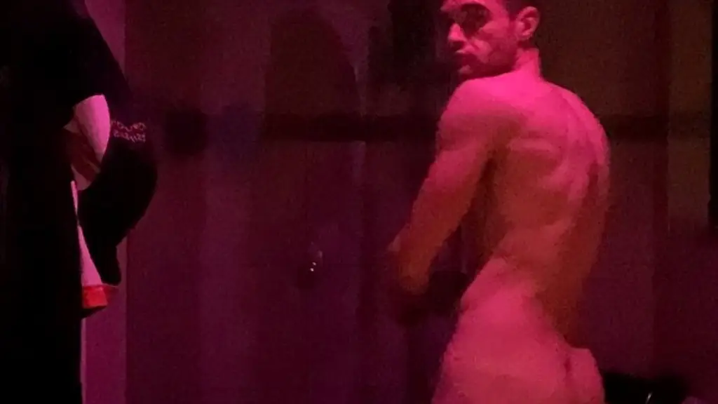 another strip down to shower and gym dress