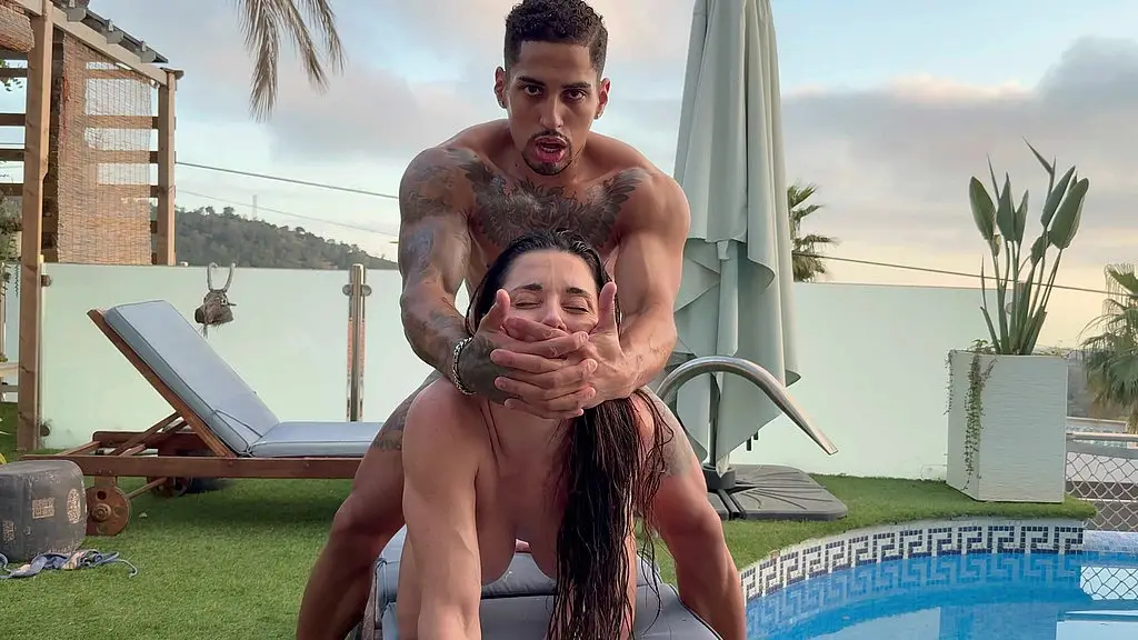 oiled massage and rough sex in the swimming pool