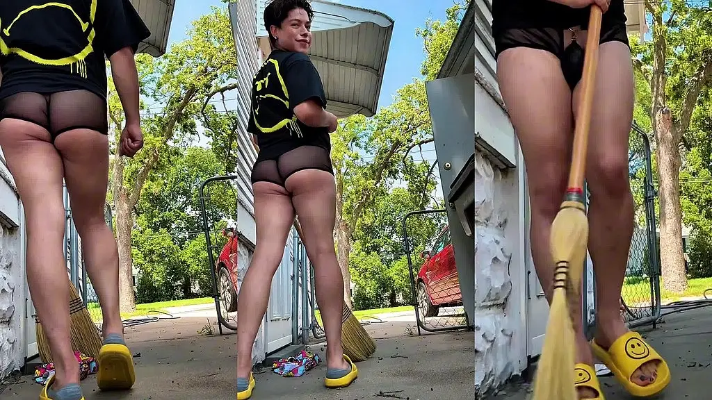 femboy outdoor barely covered, but fully teasing and naughty...