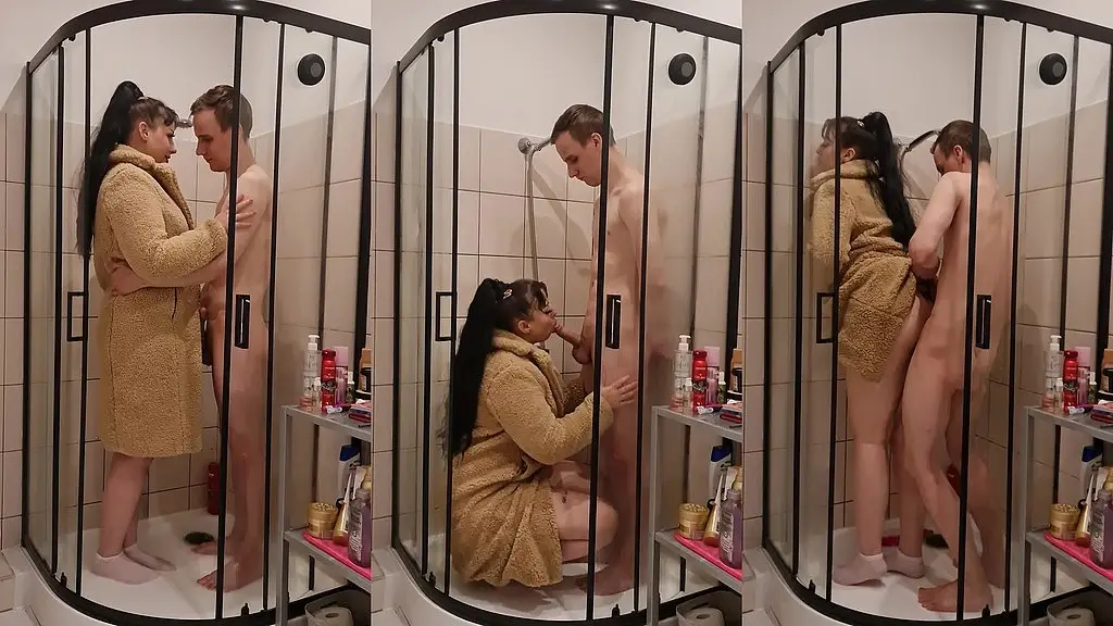 wet fur coat shower sex