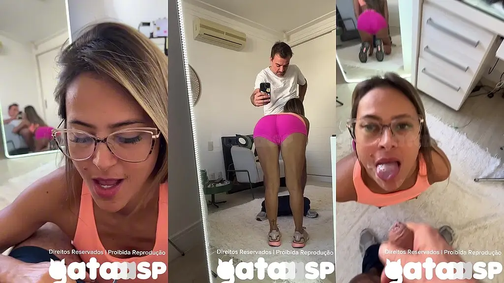 cheguei da academia, contei pro corno que provoquei os machos sem calcinha e ele acabou gozando na minha boca