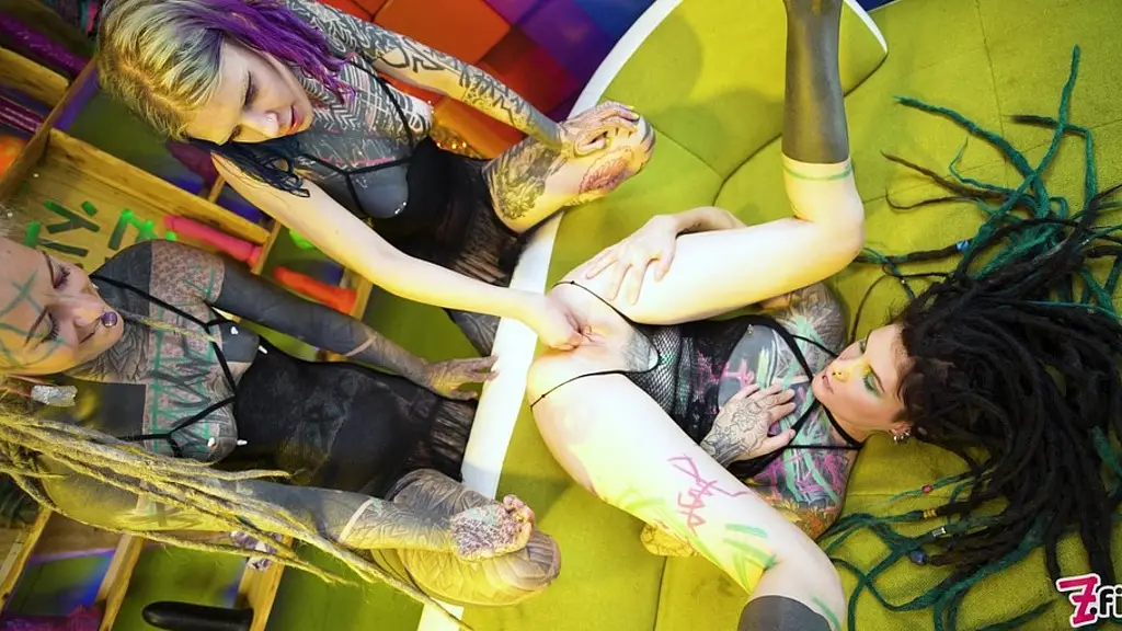 inked girls take on huge toys, getting their holes gaped wide