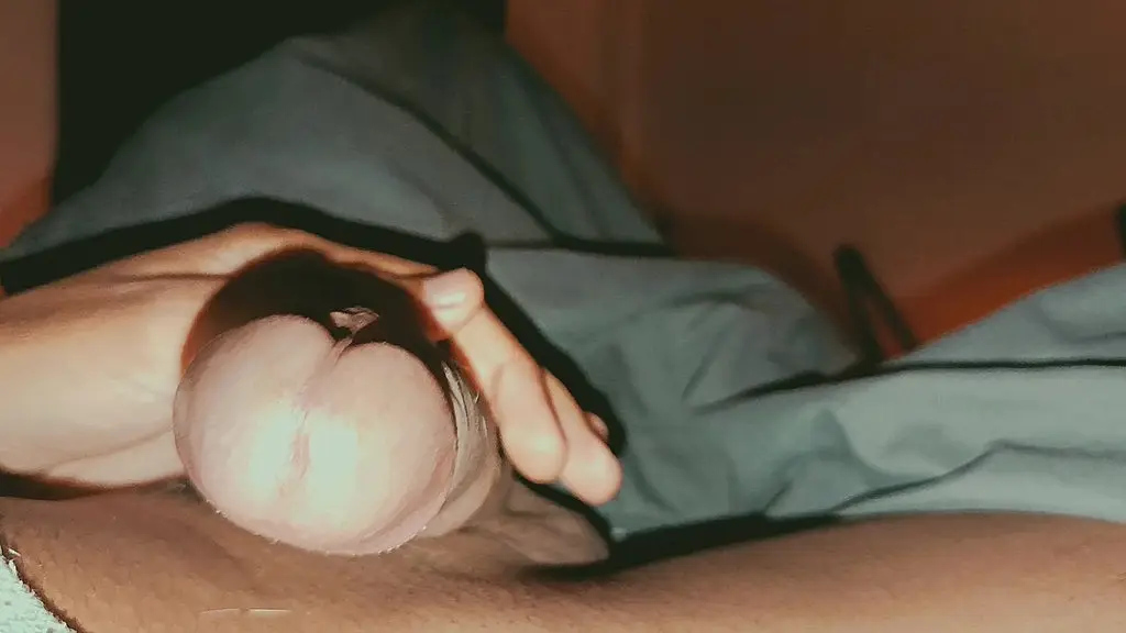 solo male jerking off his big cock with loud moans and intense masturbation