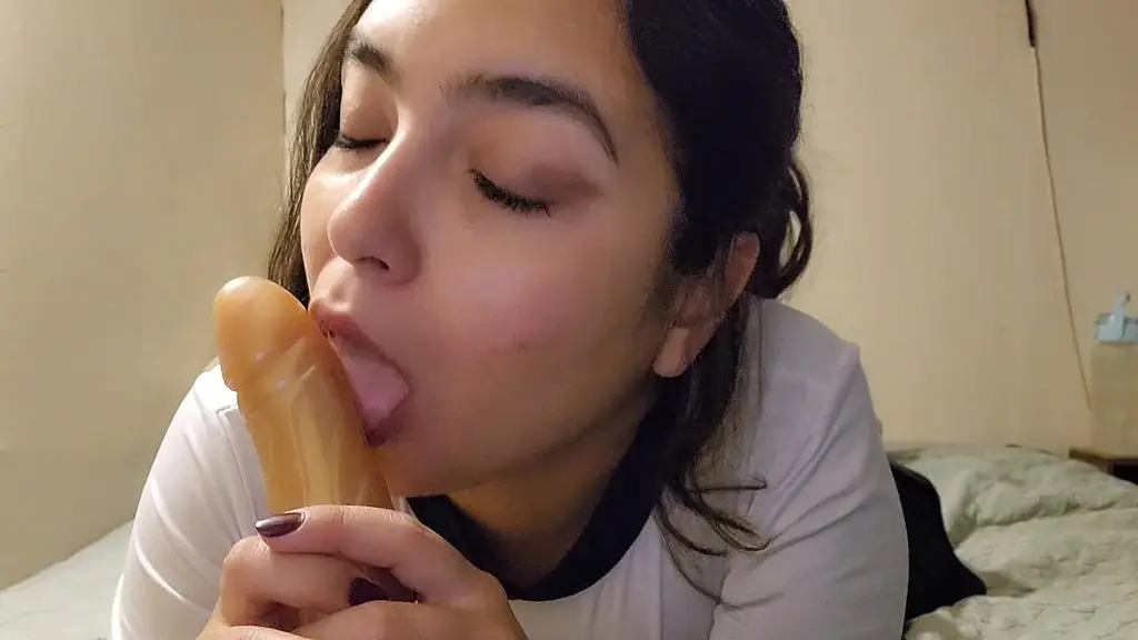 sexy horny girl masturbates with dildo - amateur