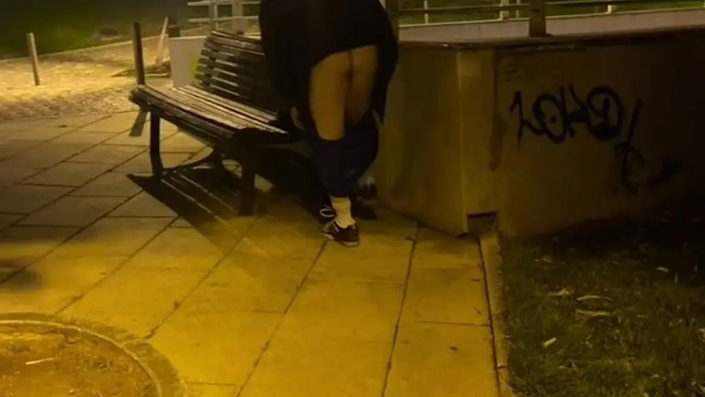 boy caught changing in a park, flashing his ass