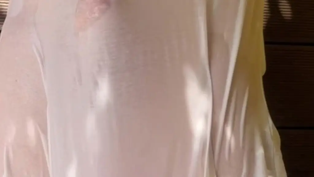 a boy has fun watering his friend s white t-shirt and exposing his smooth ass and big uncut cock