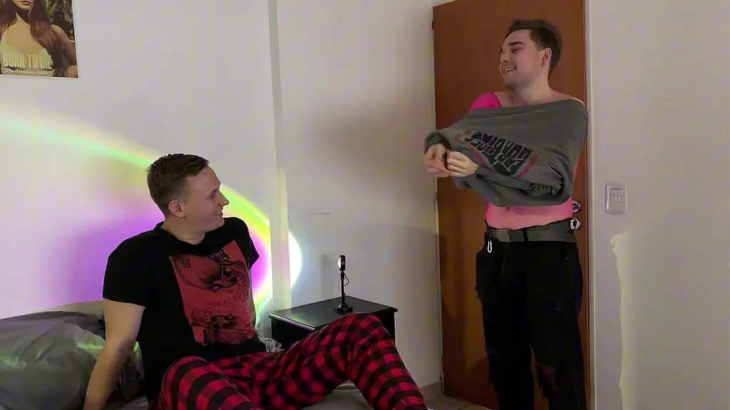 big cock hunk bareback fucks his slutty femboy in fishnets