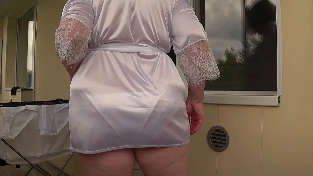 chubby neighbor on the balcony. i watch a milf with a big ass in white panties. pawg.