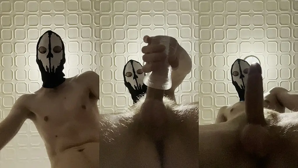 7 inch (18cm) hot cock owned by a masked slim twink. flashlight intense masturbation, moaning.