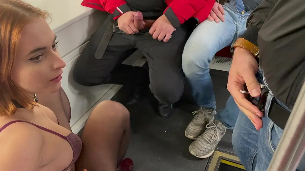 public tram bukkake with strangers