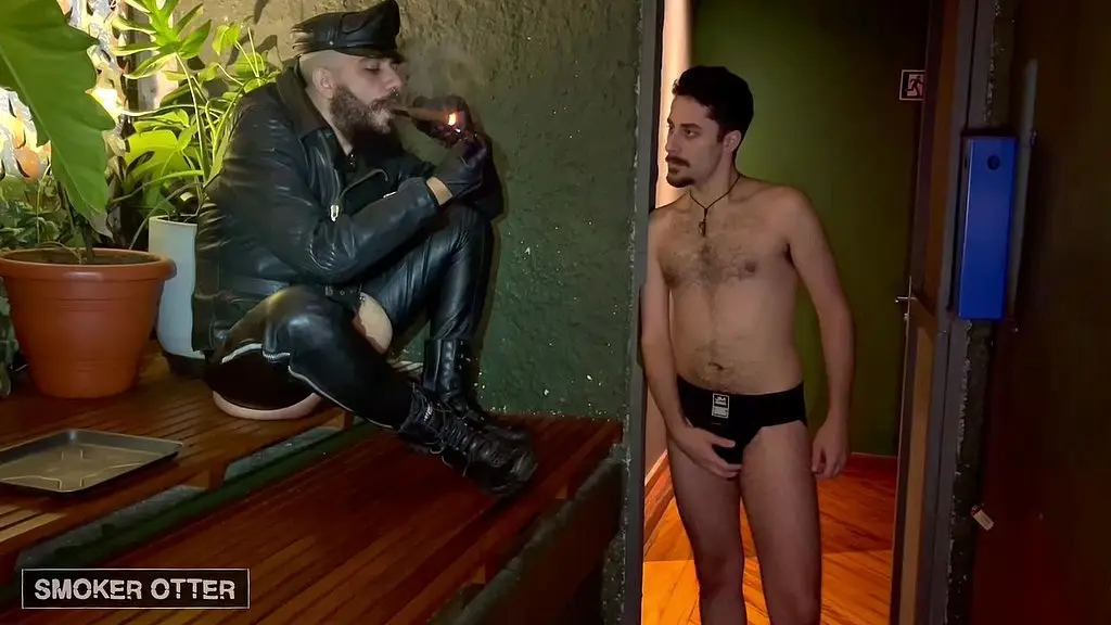 young surfer couldn t resist the cigar leatherman pierced cock