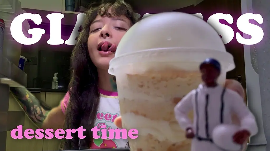 a giantess gets you in the fridge at dessert time. vore