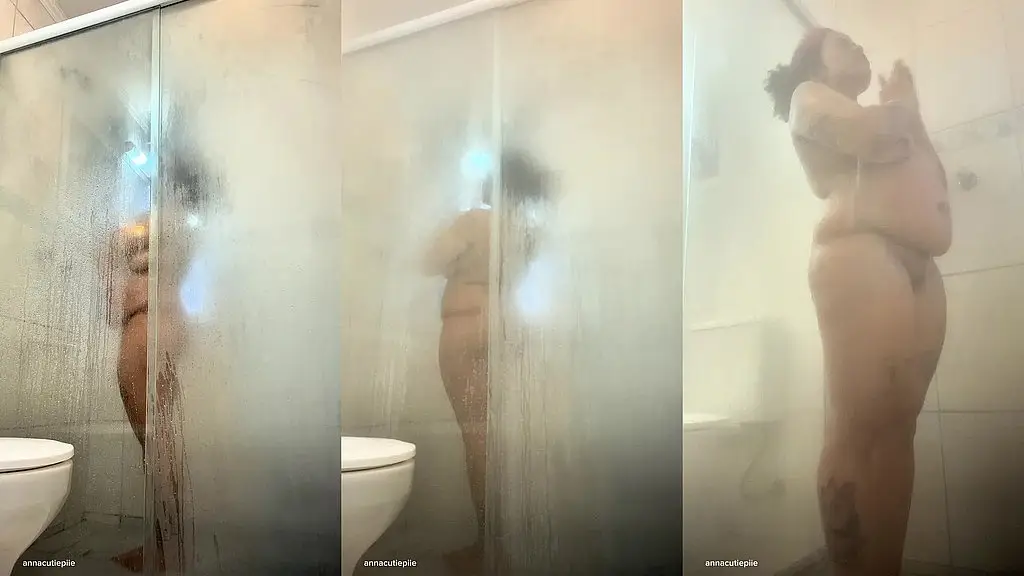 bbw ebony shower tease showing big ass and big boobs naked