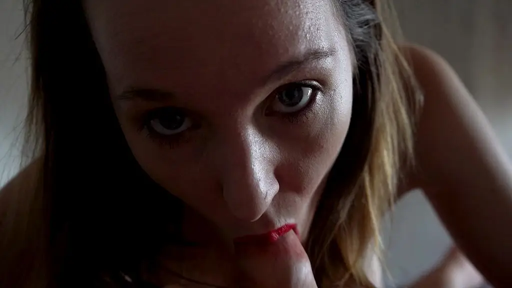 brunette red lipstick pov blowjob & tight pussy creampie [full]