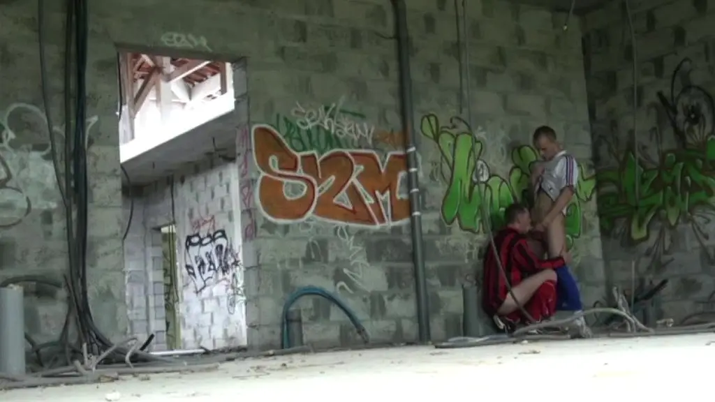 hot sex with two young footballers outdoor