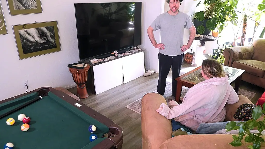 sexy stepmom entertained and fucked her stepson in the livingroom