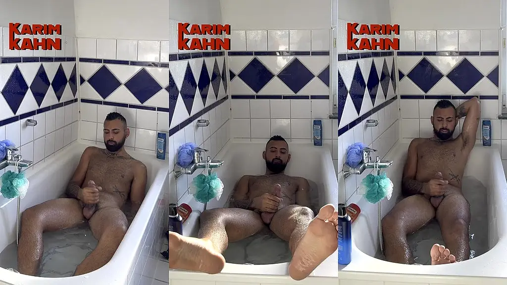 arab alpha lost control in the bathtub! accidentally blasted a huge load into mouth!